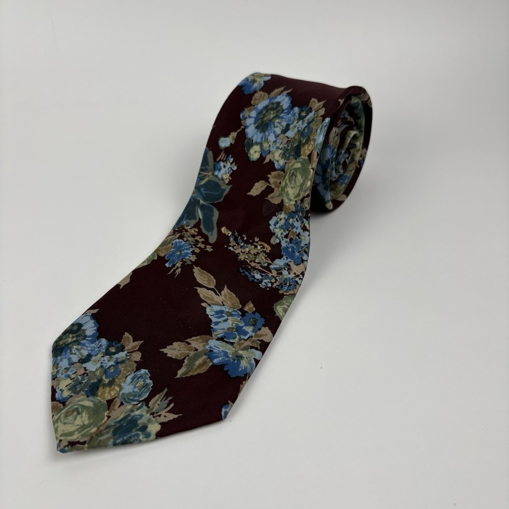 Venanzi Mens Tie Burgundy Floral Necktie Polyester